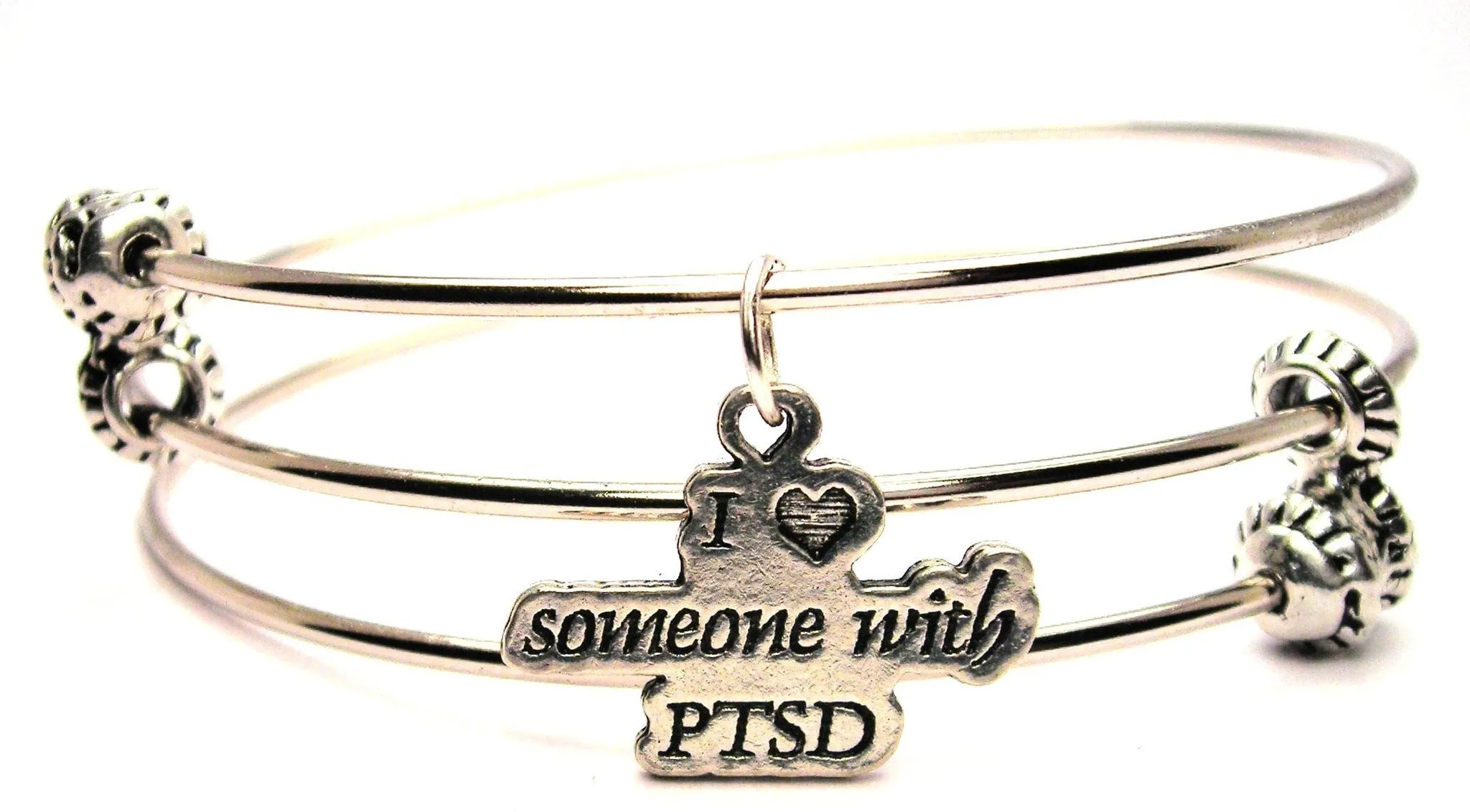 I Heart Someone With Ptsd Triple Style Expandable Bangle Bracelet