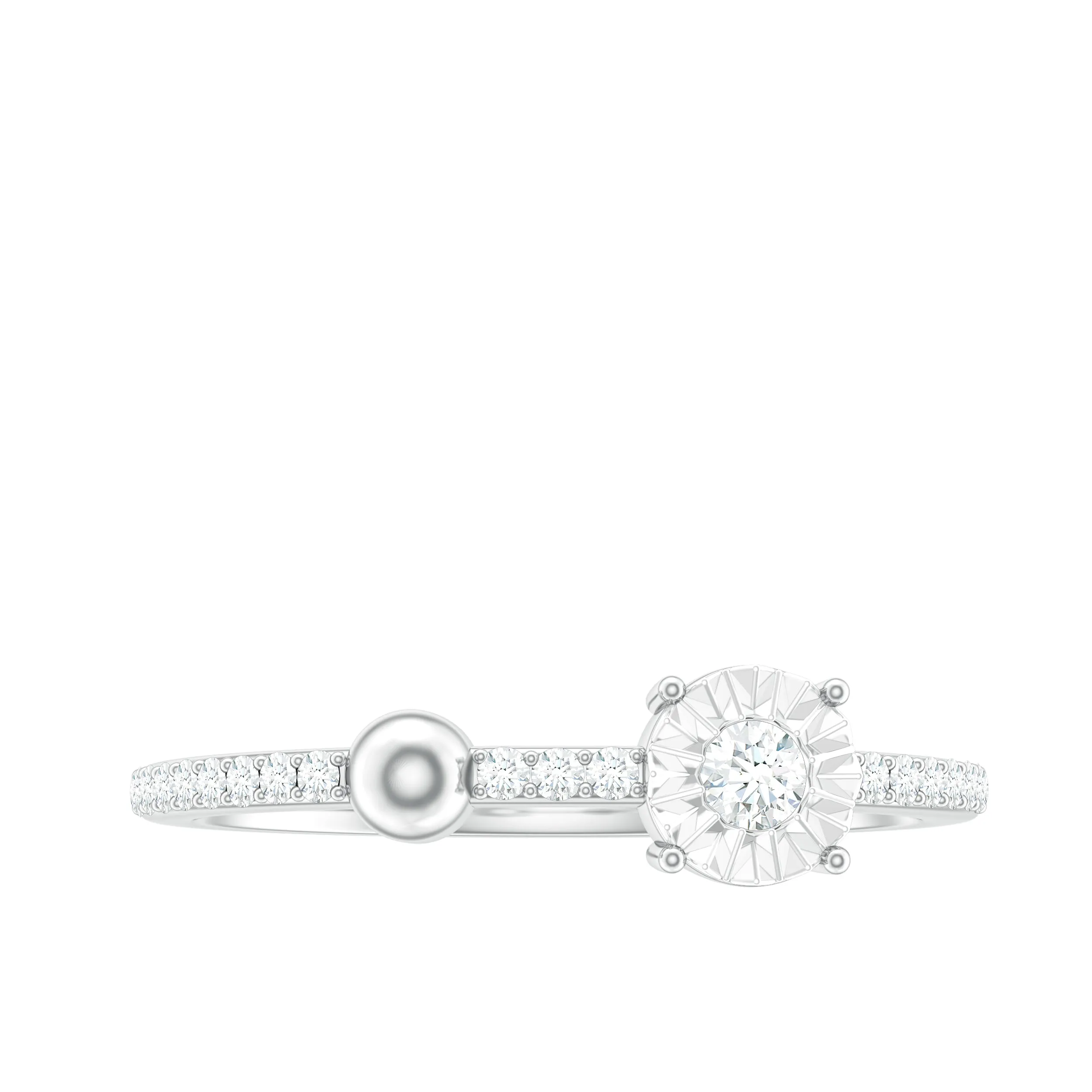 Illusion Set Round Diamond Gold Minimal Promise Ring