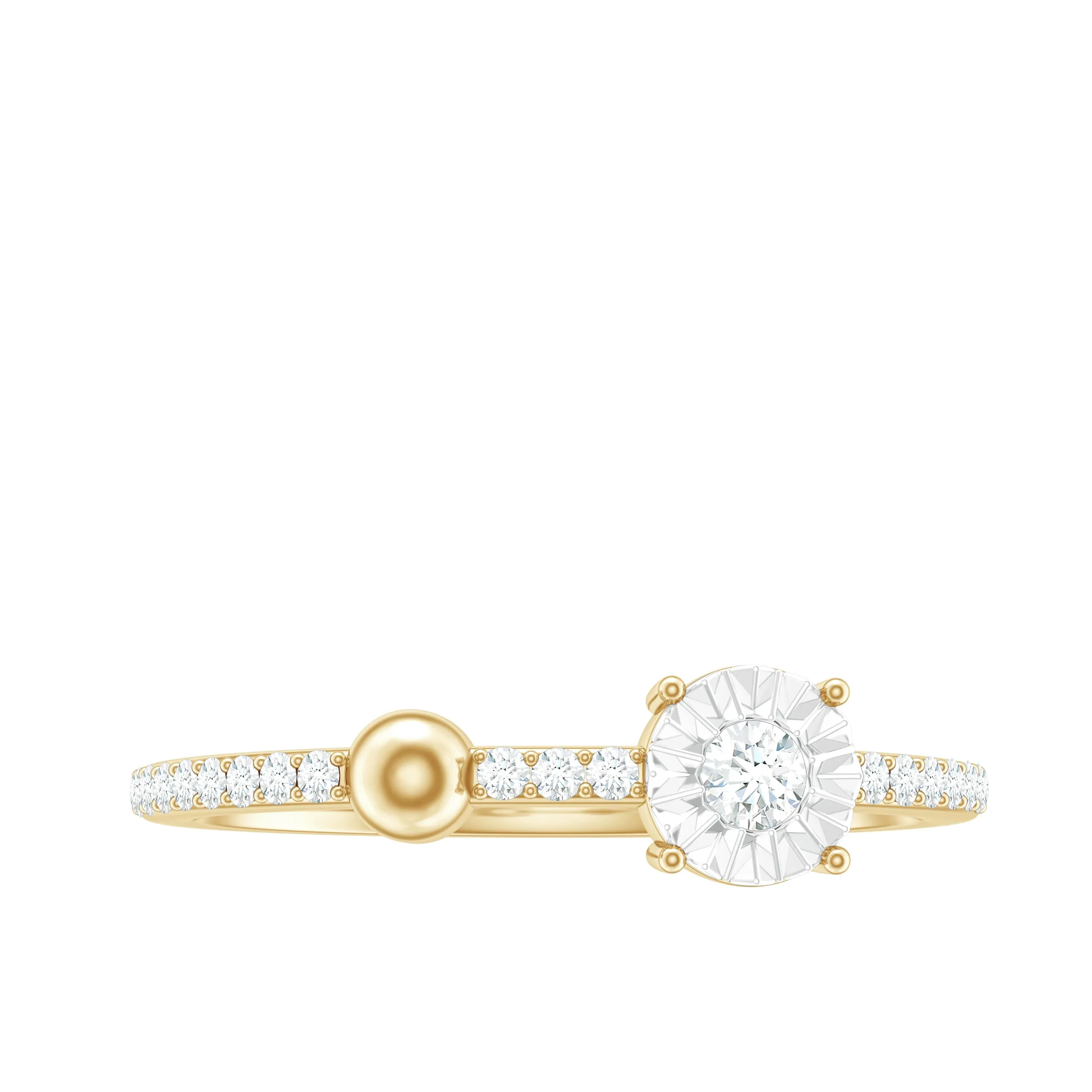 Illusion Set Round Diamond Gold Minimal Promise Ring