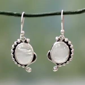 Indian Paisley Rainbow Moonstone Jewelry Indian Sterling Silver Earrings