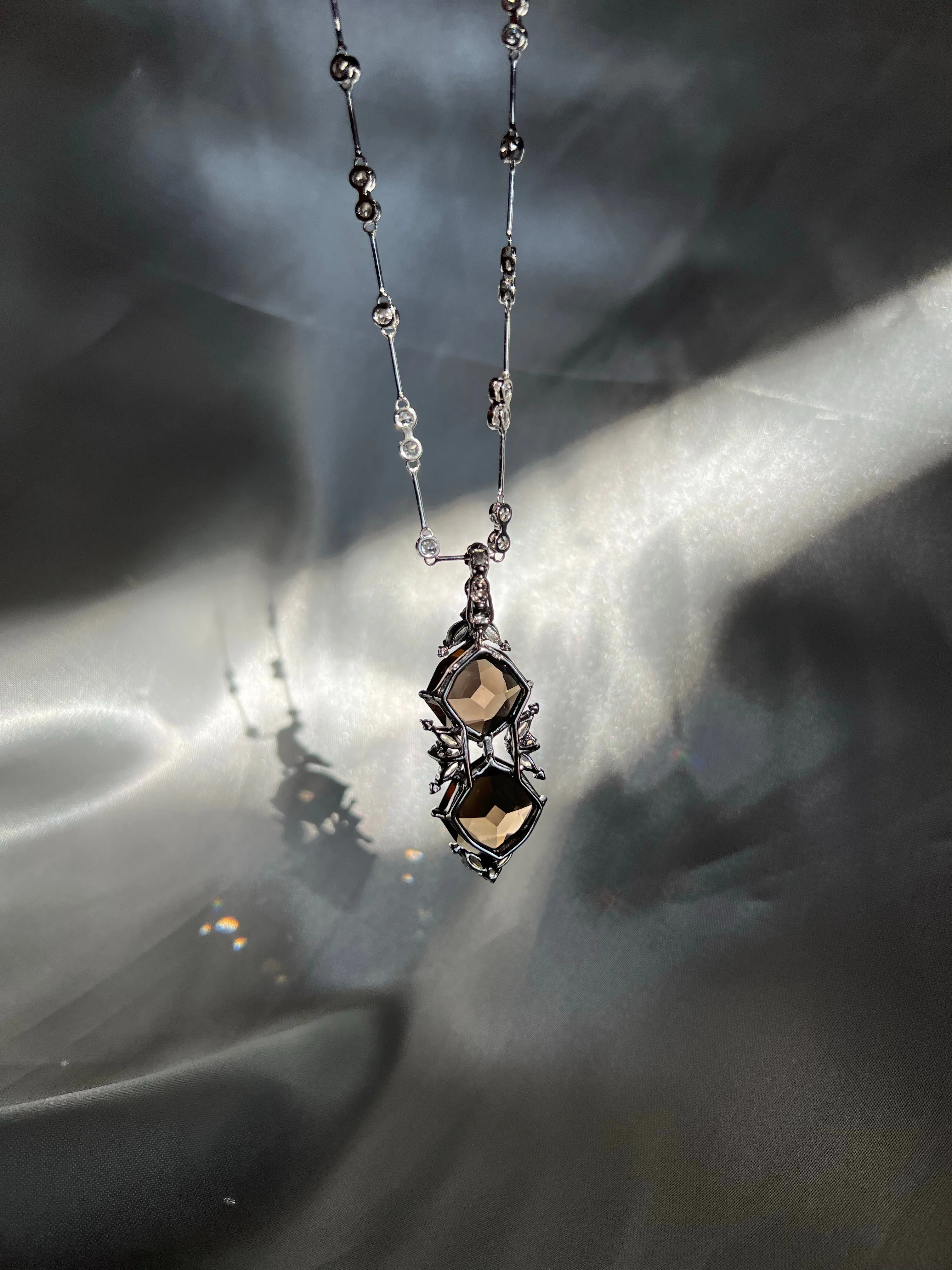 Kaleidoscope Smoky Quartz & Moonstone Pendant Necklace