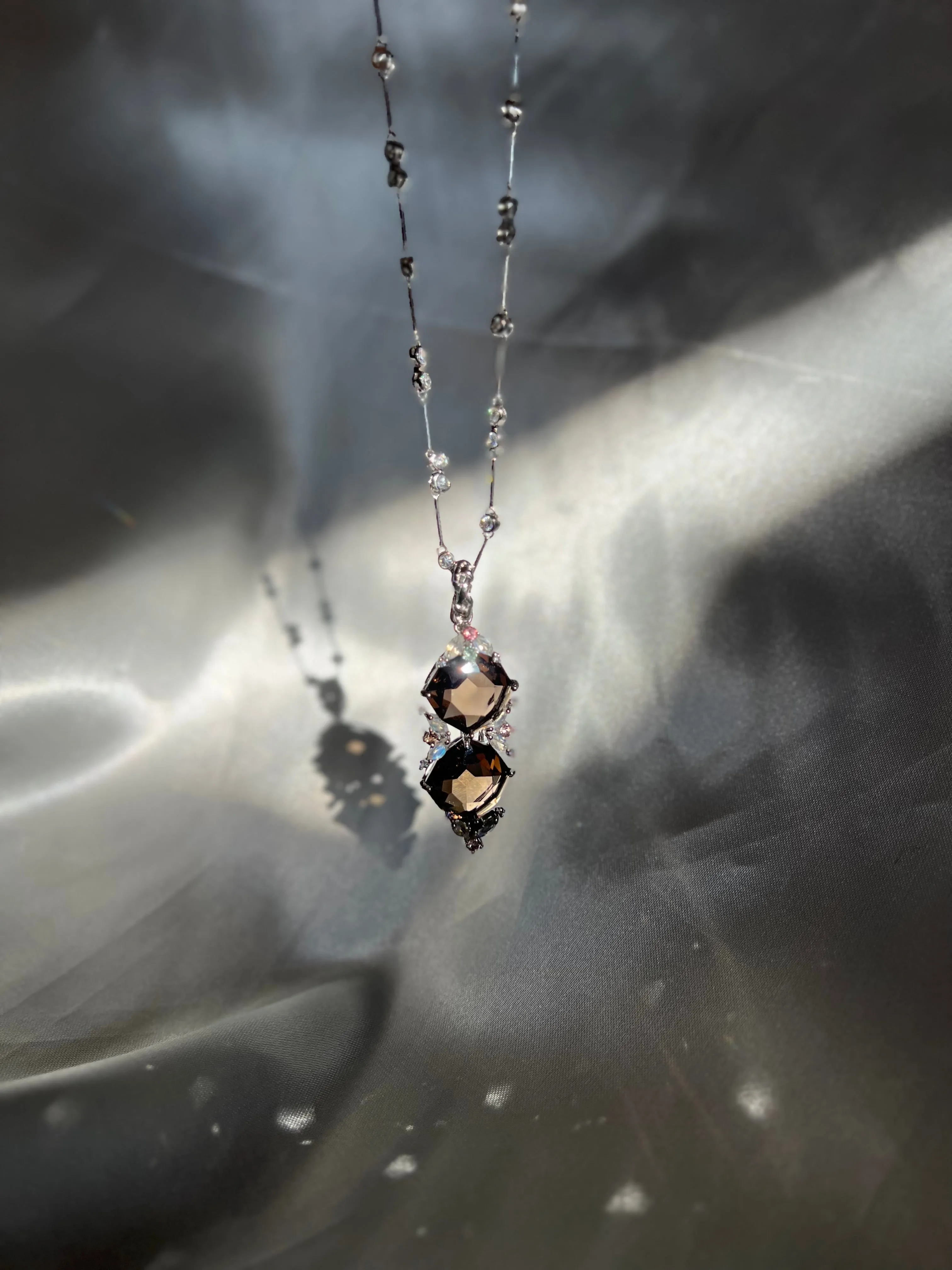 Kaleidoscope Smoky Quartz & Moonstone Pendant Necklace