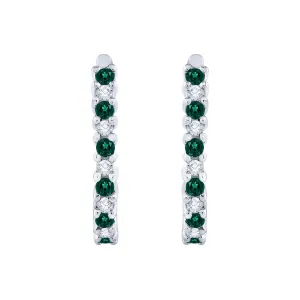 KATARINA Emerald and Diamond J Hoop Earrings (1/3 cttw)