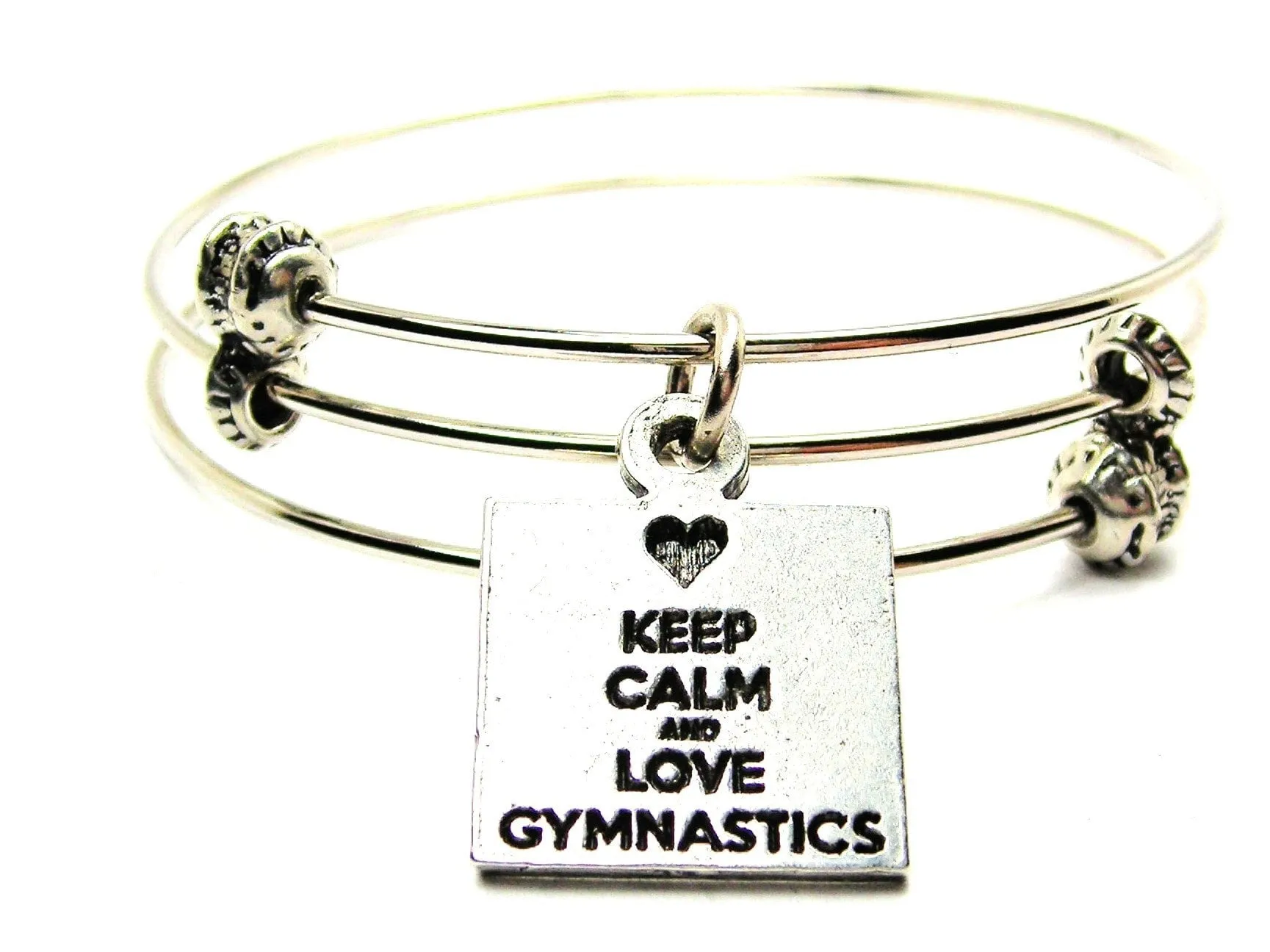 Keep Calm And Love Gymnastics Triple Style Expandable Bangle Bracelet