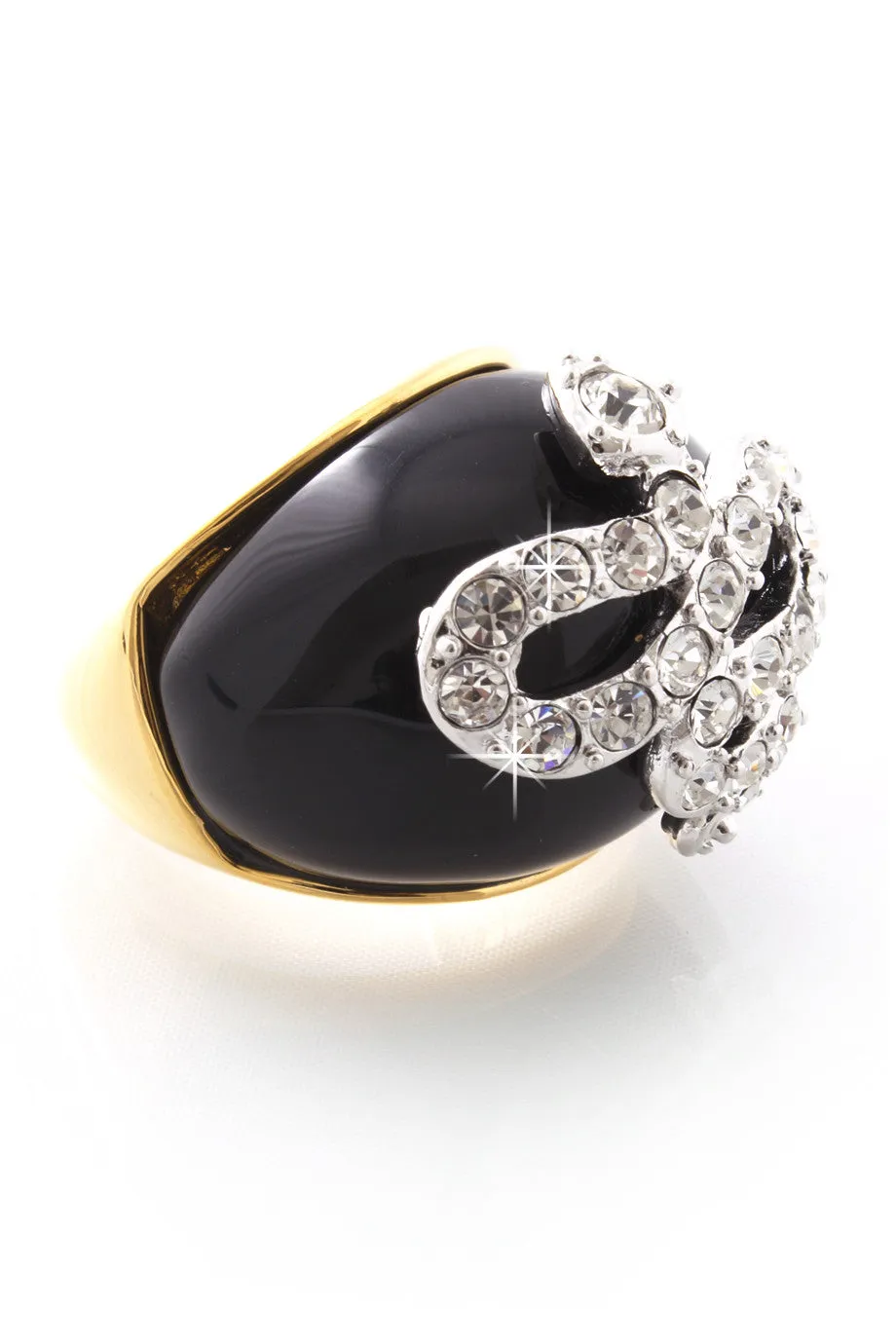 KENNETH JAY LANE SERPENT Black Crystal Snake Ring