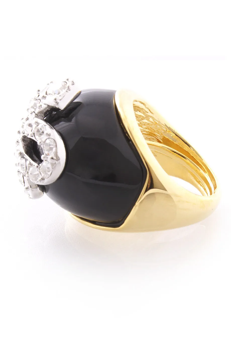 KENNETH JAY LANE SERPENT Black Crystal Snake Ring