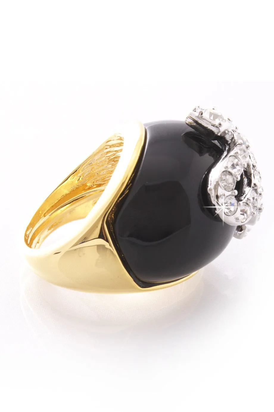 KENNETH JAY LANE SERPENT Black Crystal Snake Ring