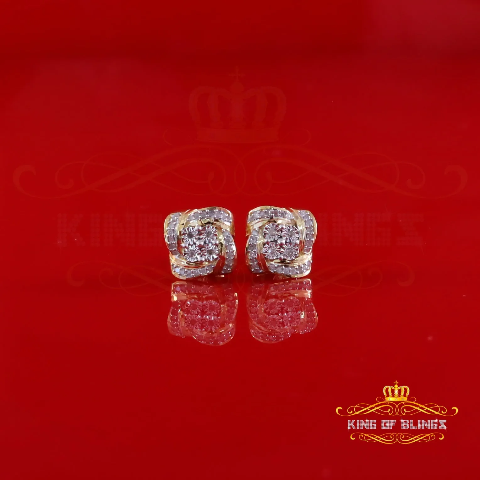 King of Blings-0.25ct Diamond 925 Sterling Silver Yellow for Men's & Women Stud SWRILL Earrings