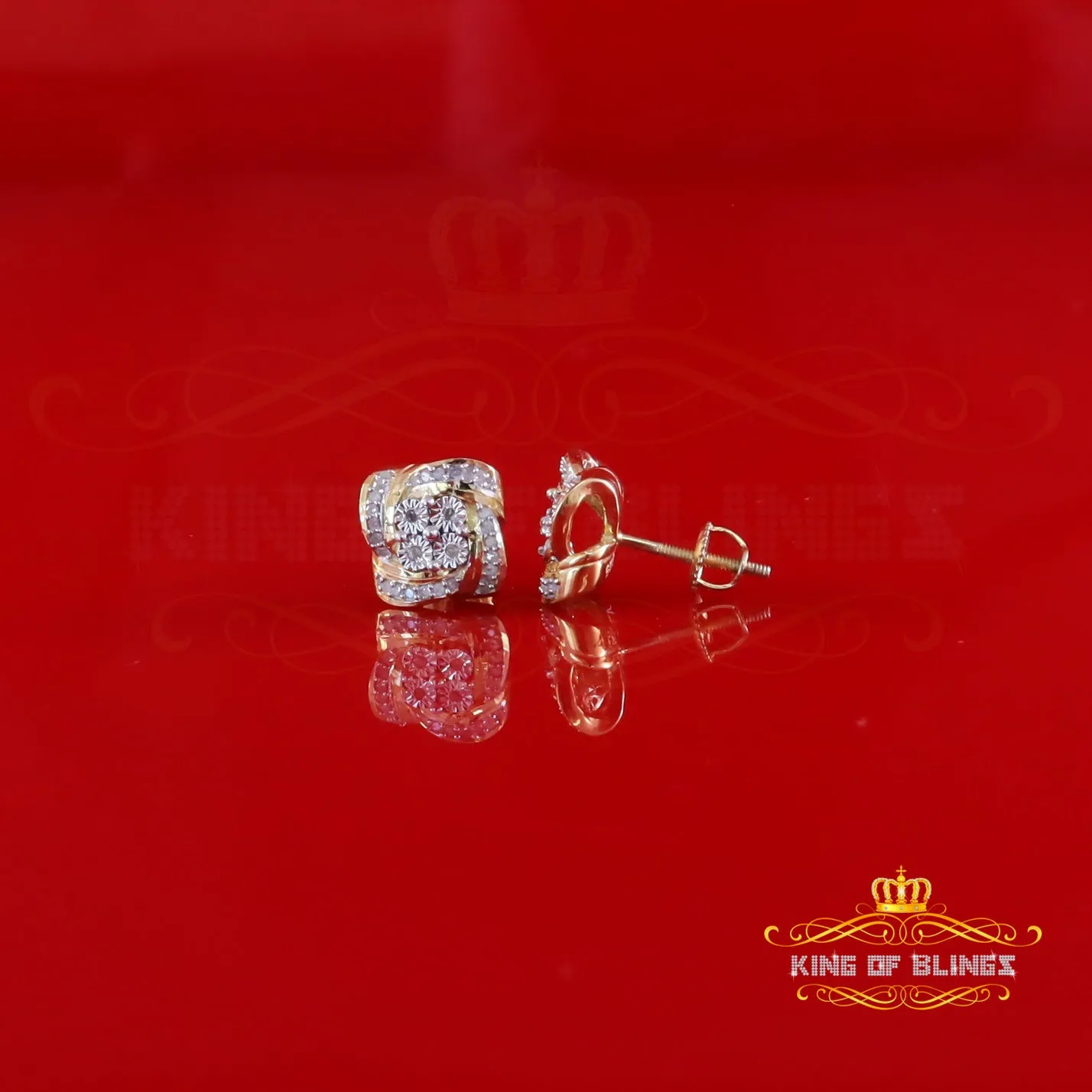 King of Blings-0.25ct Diamond 925 Sterling Silver Yellow for Men's & Women Stud SWRILL Earrings