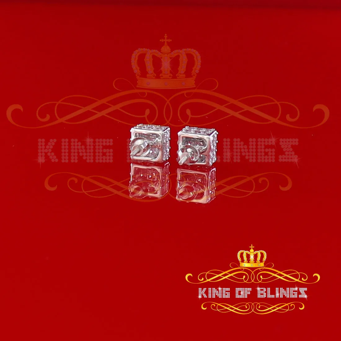 King of Blings- Hip Hop 925 White Silver 5.94ct Cubic Zirconia Women's & Men's Square Earrings