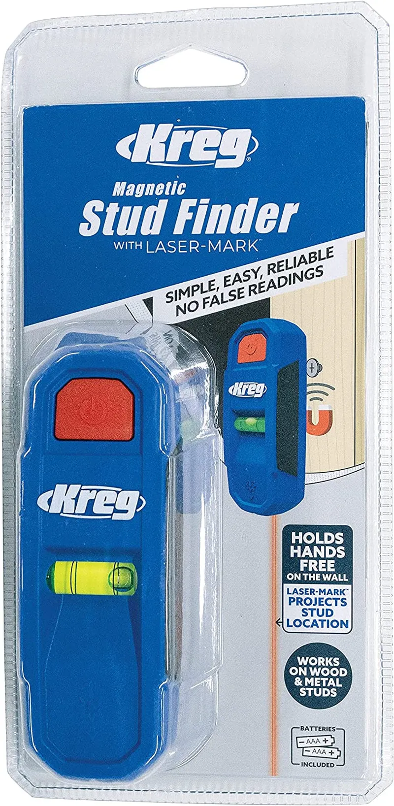 Kreg KMM1000LZ - Kreg Magnetic Stud Finder with Laser-Mark - Stud Finder & Wall Scanner - Magnetic Stud Finder Tool - with Precise Stud Magnet