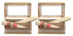 Kuber Industries Brocade Hardboard 2 Pieces Two Rod Bangle Box (Gold) - CTKTC42083