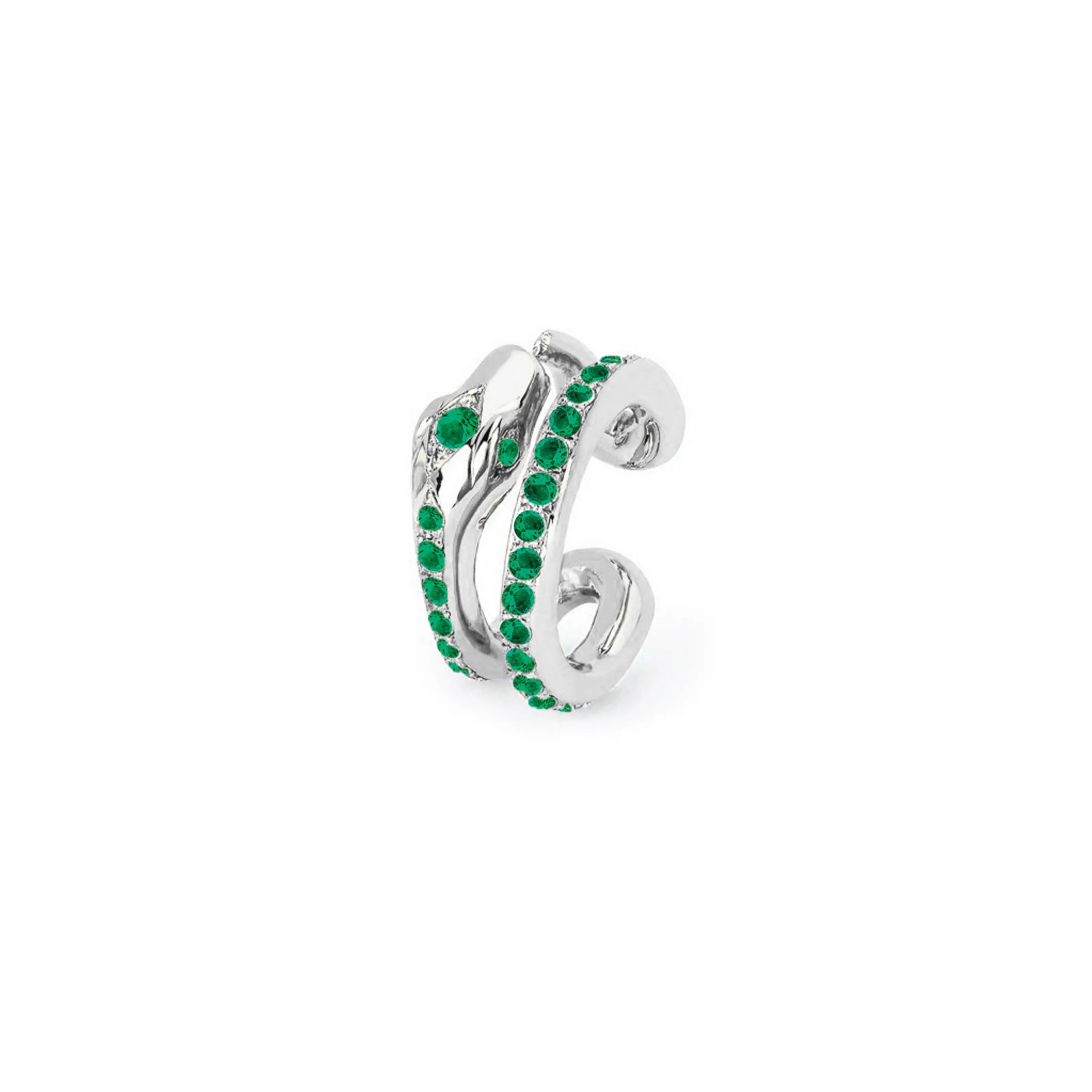 Kundalini Snake Coil Ear Cuff with Pavé Emeralds