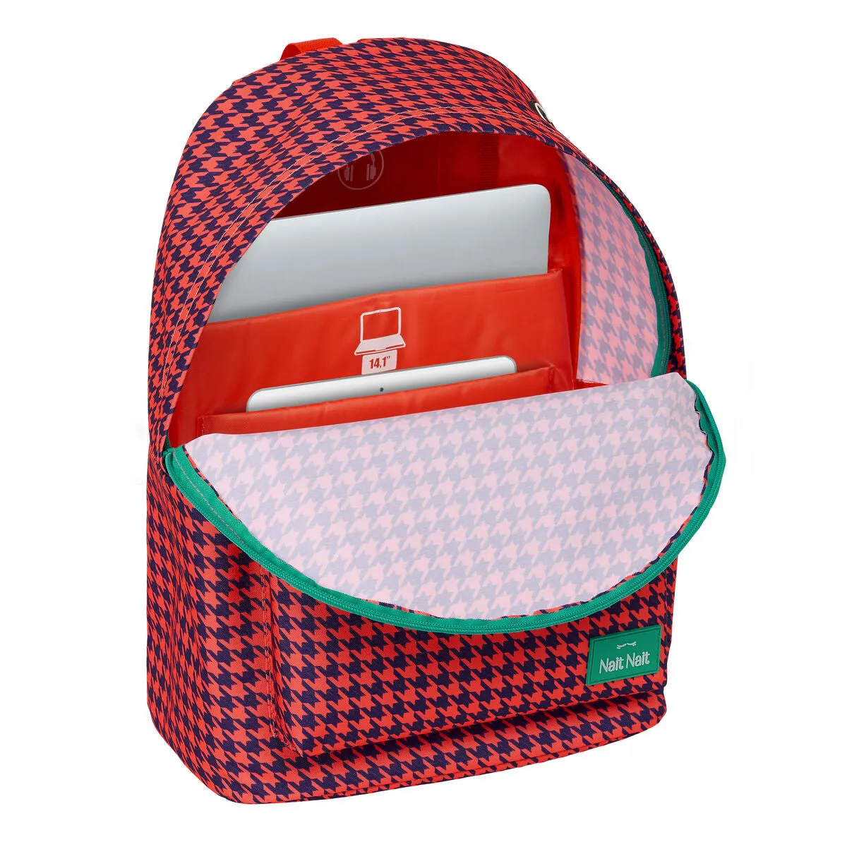 Laptop Backpack Nait Nait Pata de gallo coral Coral 31 x 41 x 16 cm