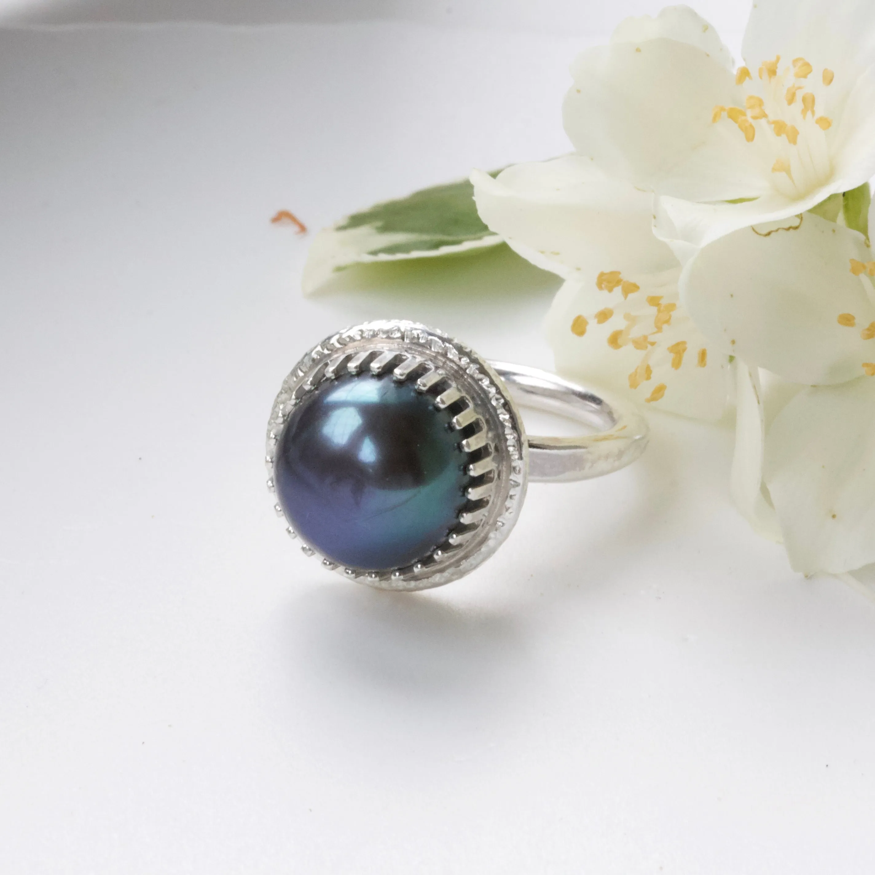 Large Pearl Ring-Pearl Cocktail Ring-Pearl Engagement Ring-June Birthstone