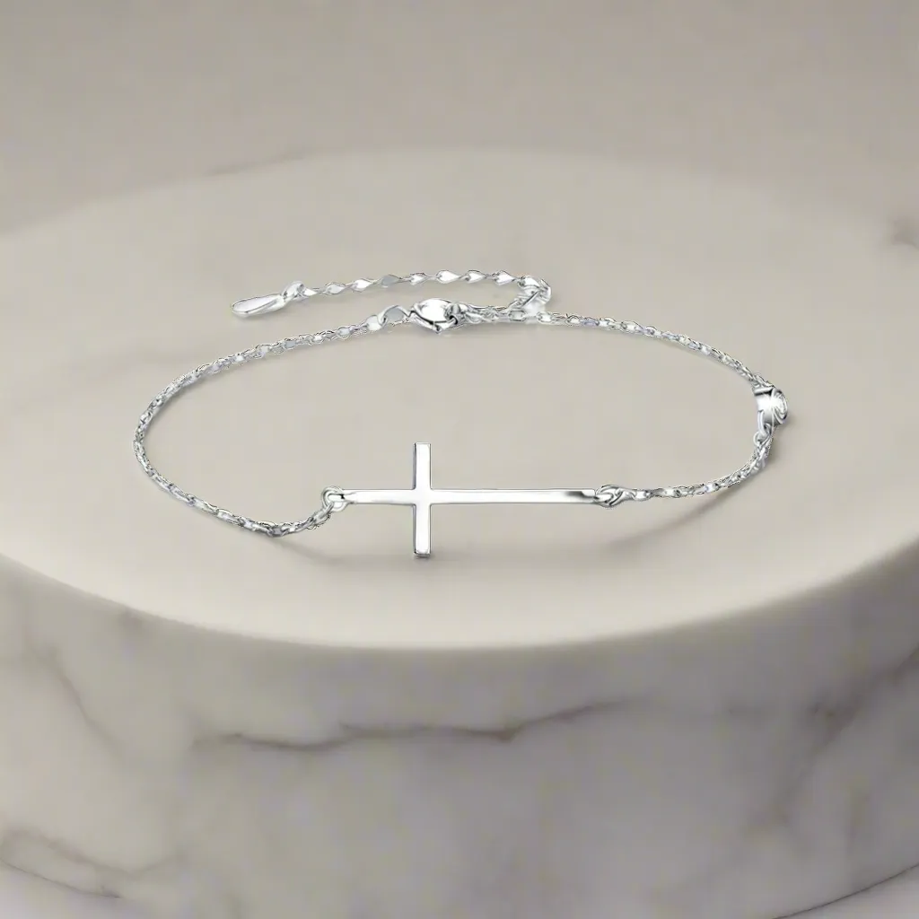 Lauren Silver Large Cross Bracelet