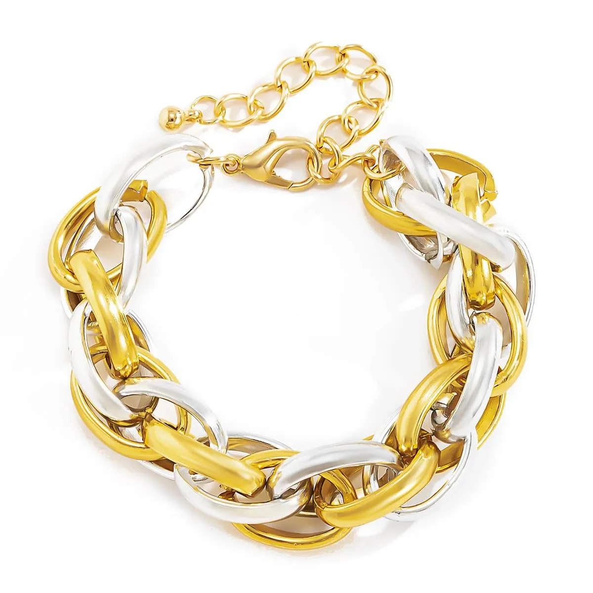 Layered contrast chain bracelet