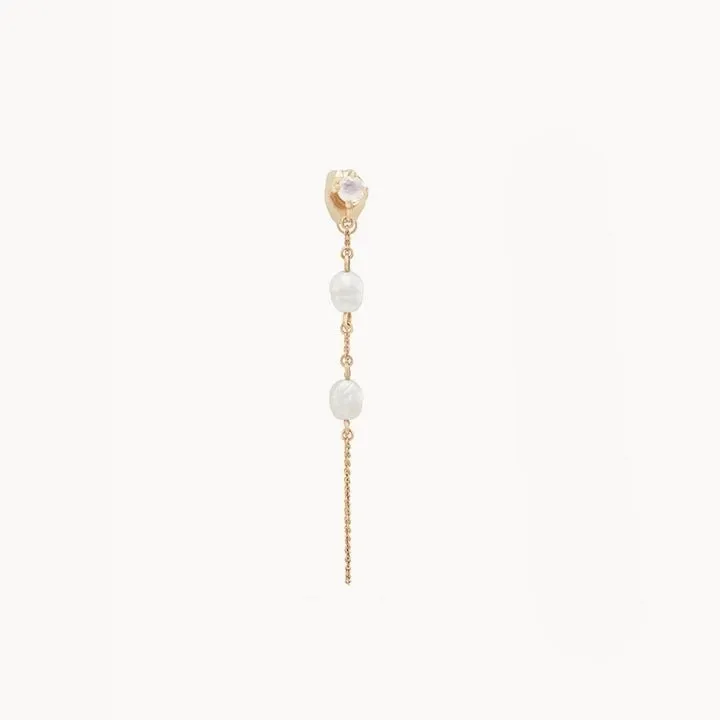 luna perla pearl chain earring - 14k yellow gold