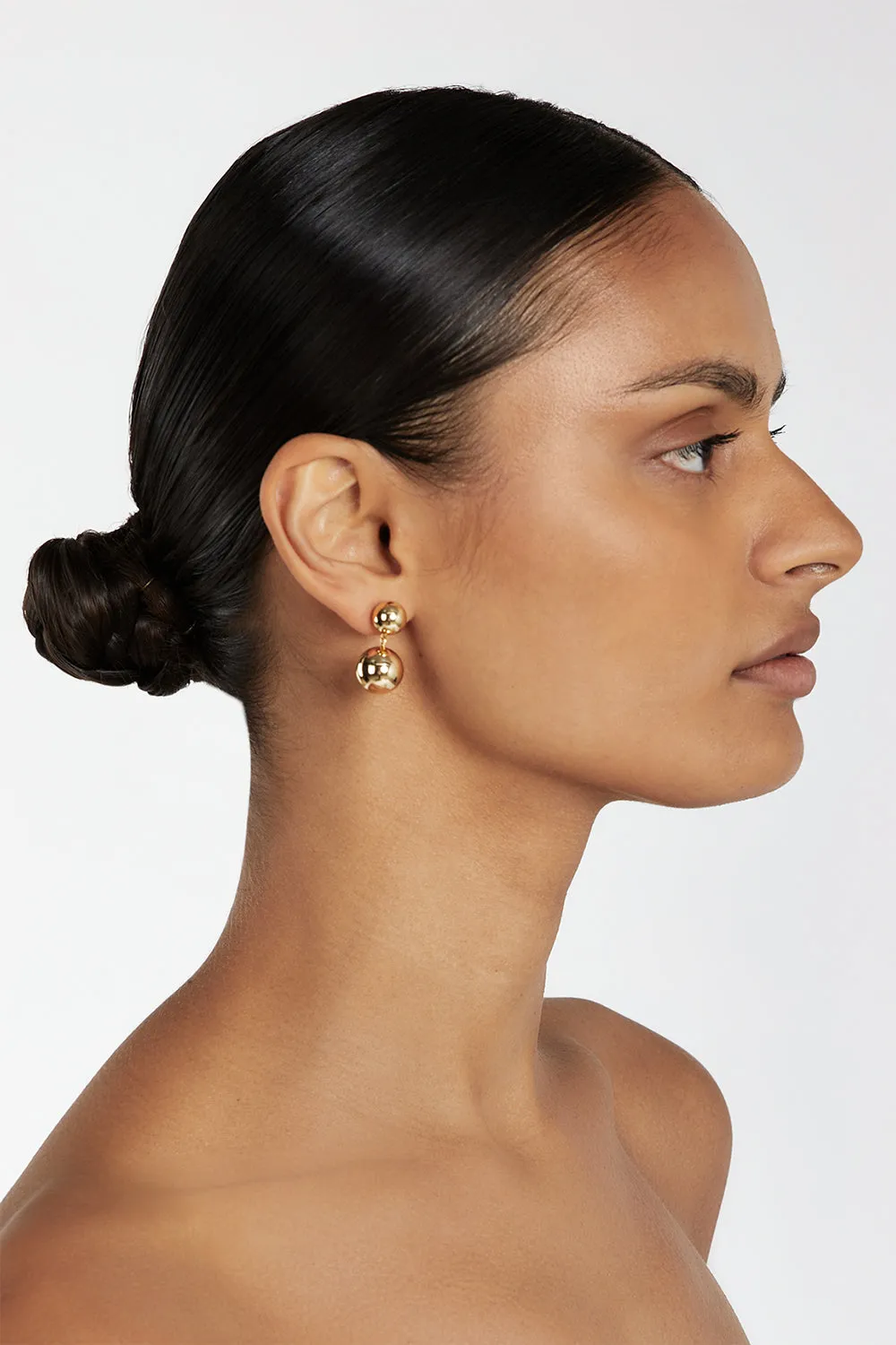 LUV AJ DOUBLE BALL EARRING GOLD