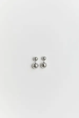 LUV AJ DOUBLE BALL EARRING SILVER