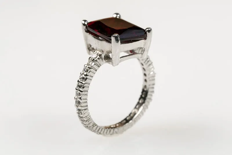 Marlene Ruby Radiant Cut Engagement Cocktail Ring | 7ct | Sterling Silver