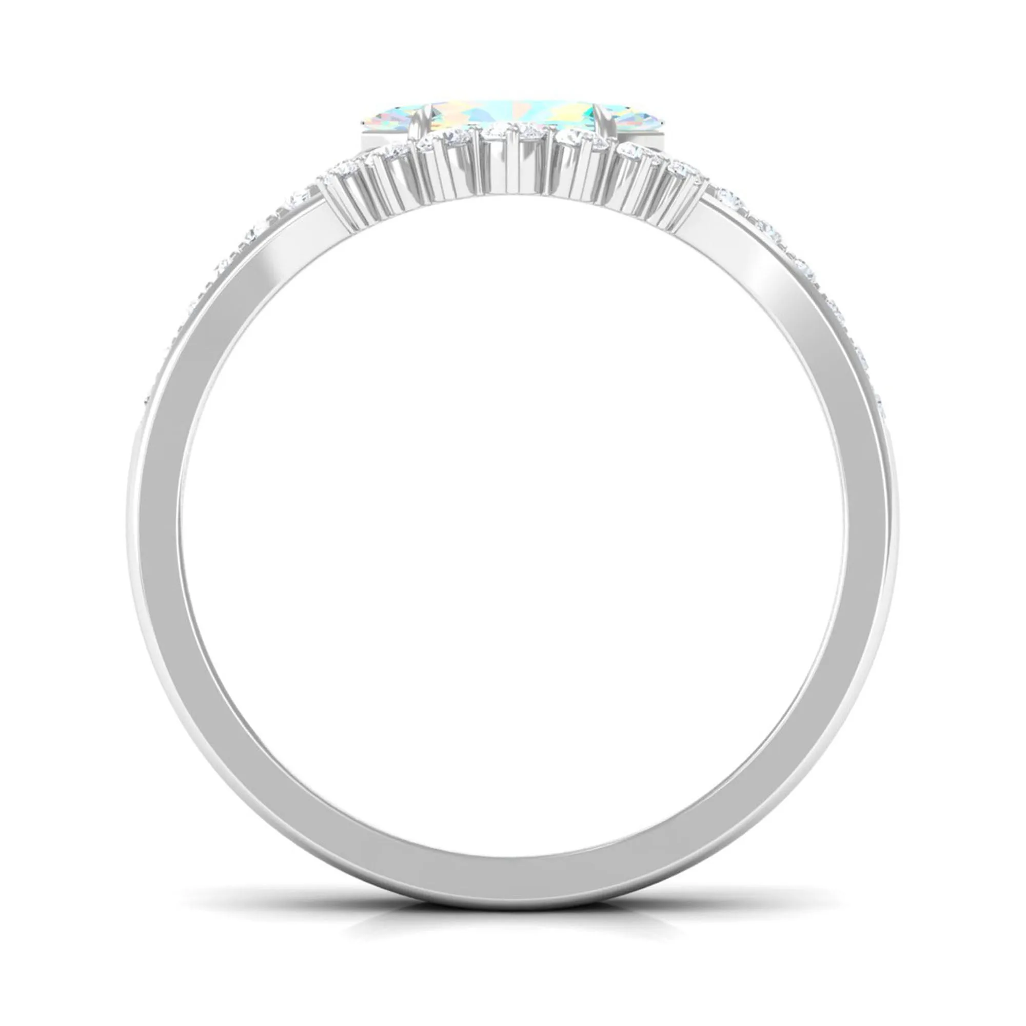 Marquise Ethiopian Opal East West Engagement Ring with Diamond Enhancer