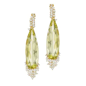 Melting Ice Lemon Citrine and Diamond Drop Earrings by MadStone