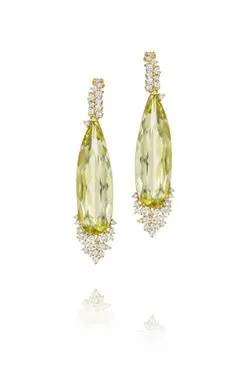 Melting Ice Lemon Citrine and Diamond Drop Earrings by MadStone