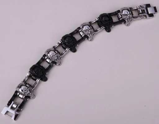 Metal Bike Chain Skulls Bracelet Stainless Steel