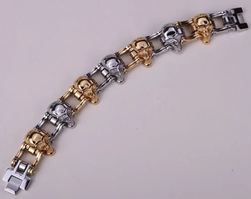 Metal Bike Chain Skulls Bracelet Stainless Steel