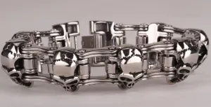 Metal Bike Chain Skulls Bracelet Stainless Steel