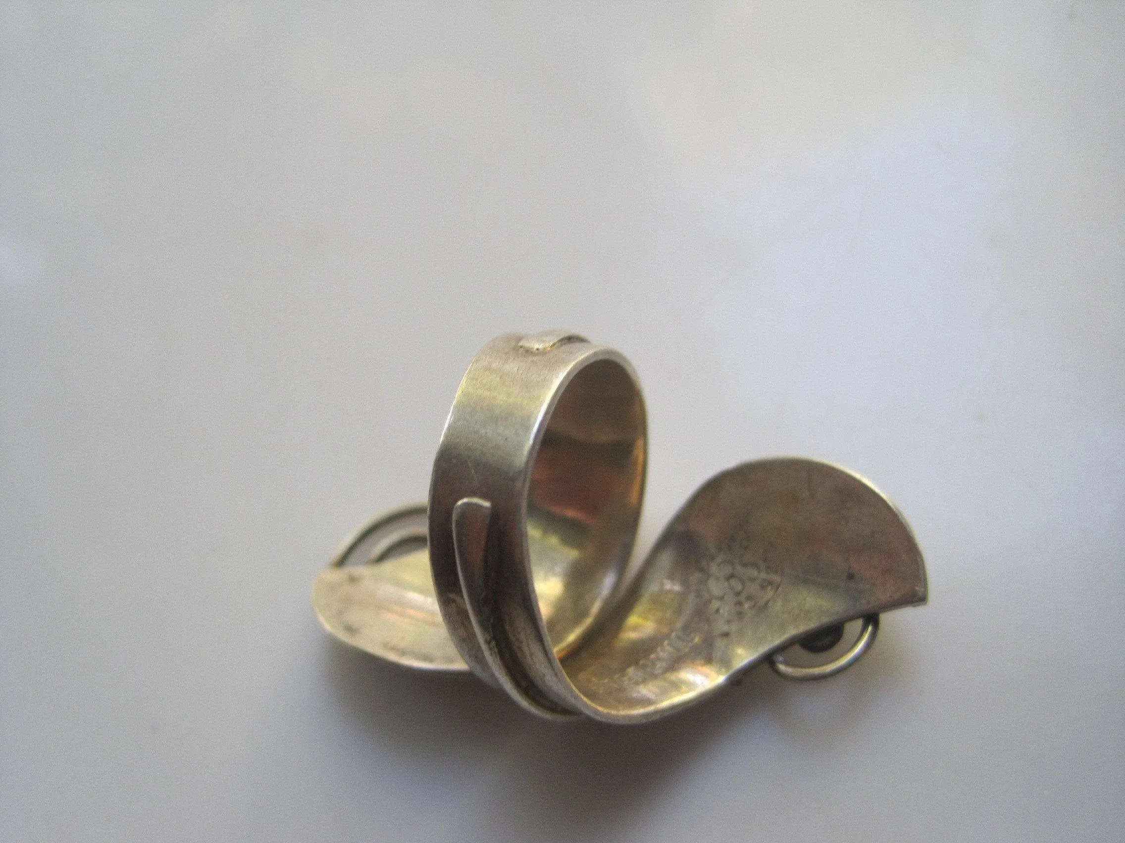 Mexican Ring Sterling Silver Bypass with Swirls