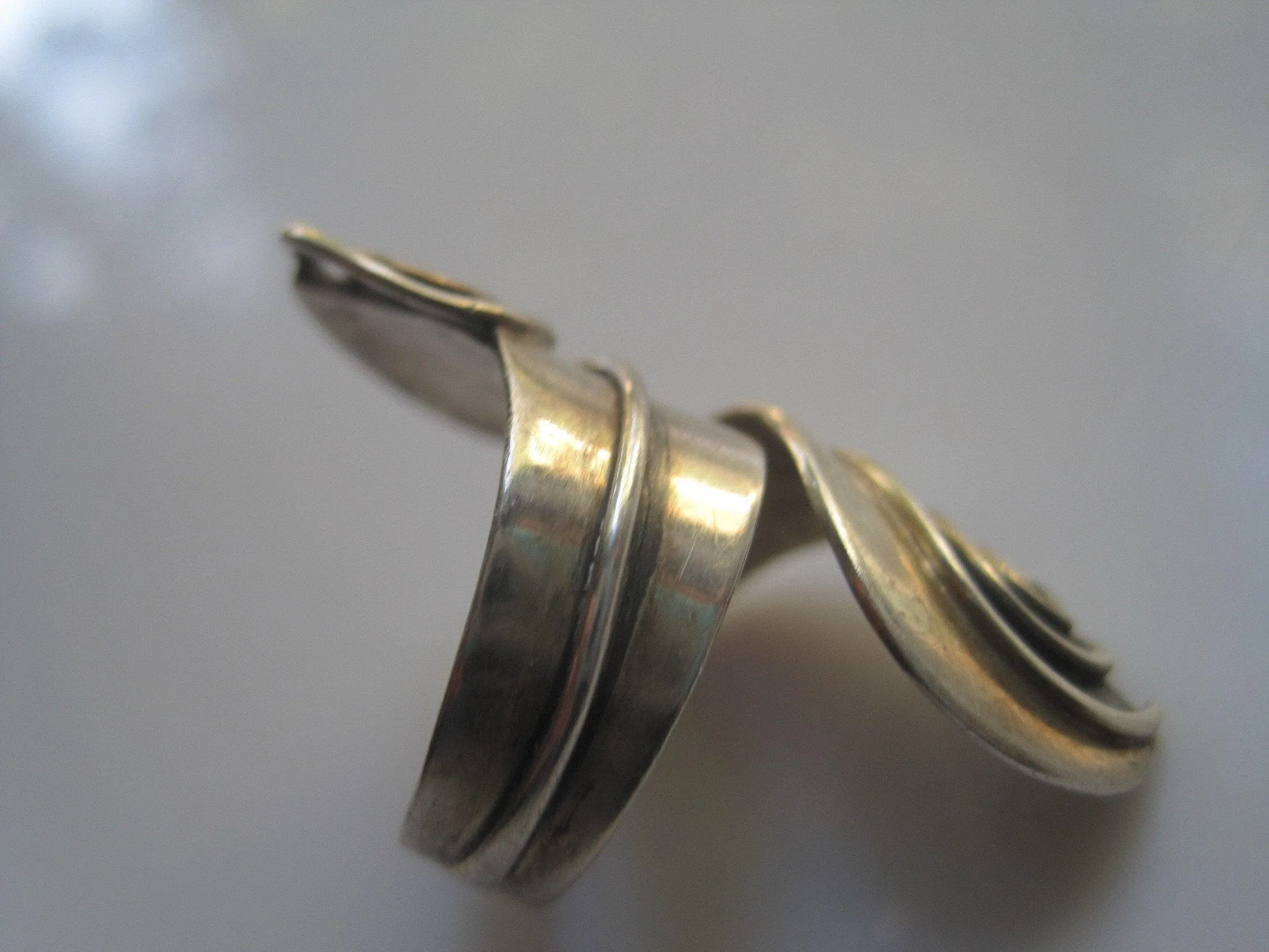 Mexican Ring Sterling Silver Bypass with Swirls