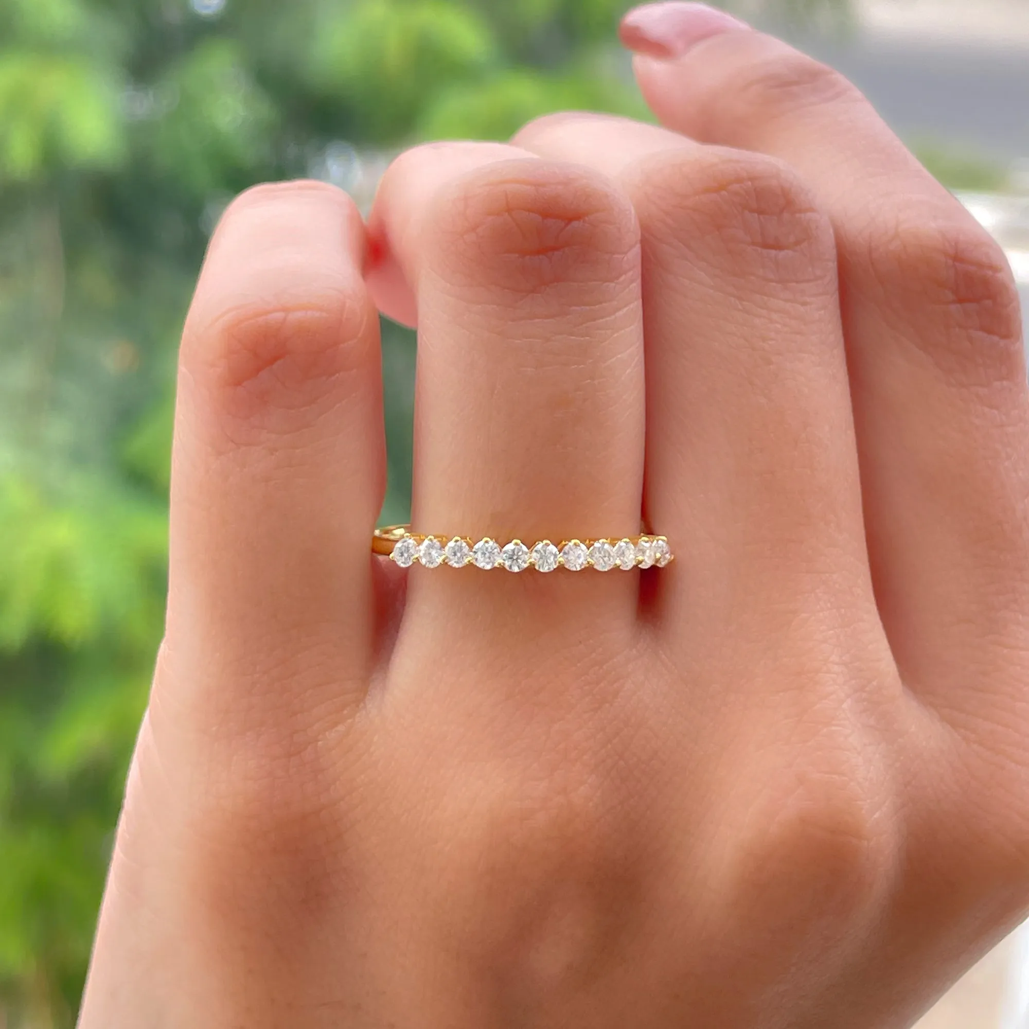 Minimal Moissanite Half Eternity Ring