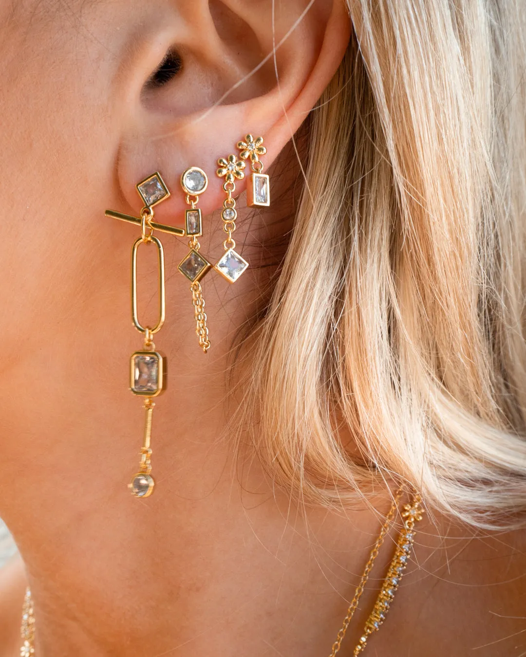 Mixte Drop Statement Earrings- Gold