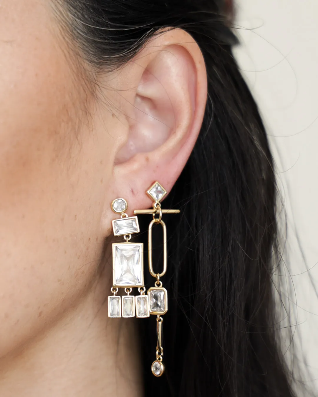 Mixte Drop Statement Earrings- Gold