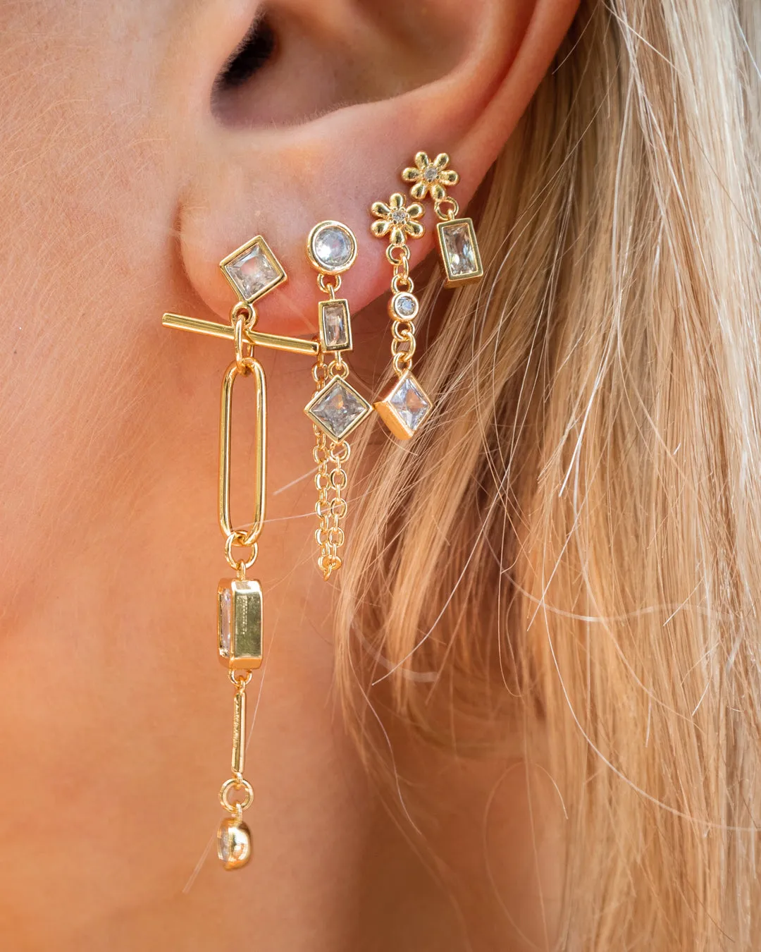 Mixte Drop Statement Earrings- Gold