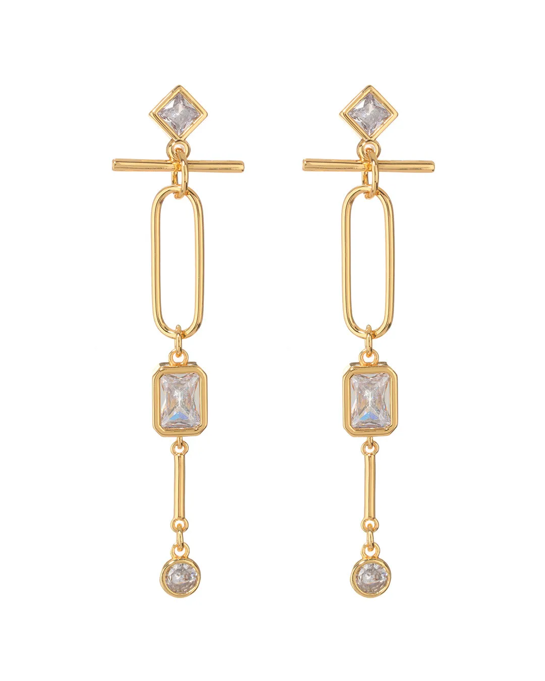 Mixte Drop Statement Earrings- Gold