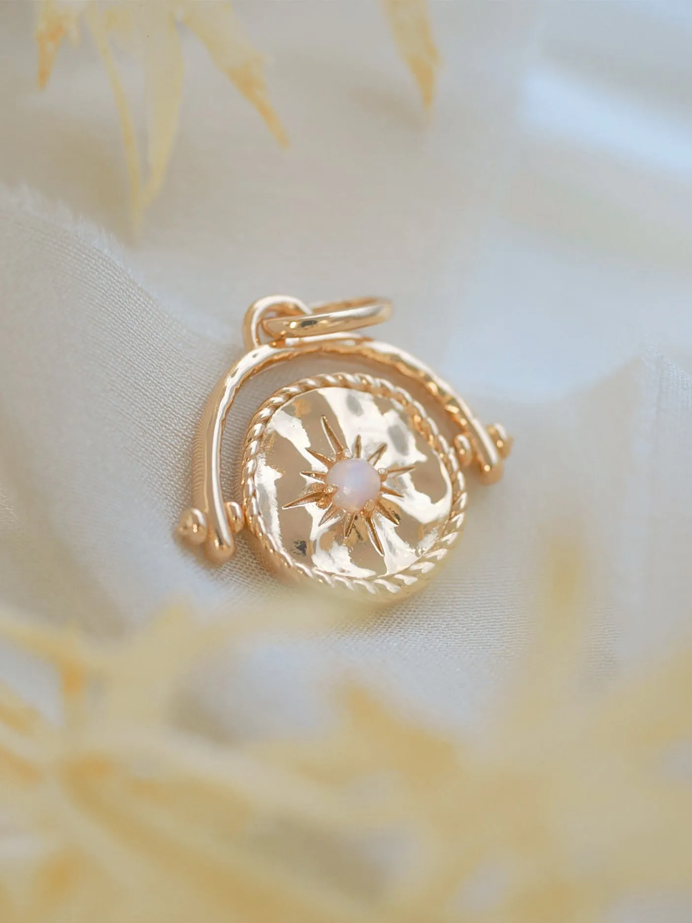 Moonstone Gold Spinning Disc Pendant - Inner Glow