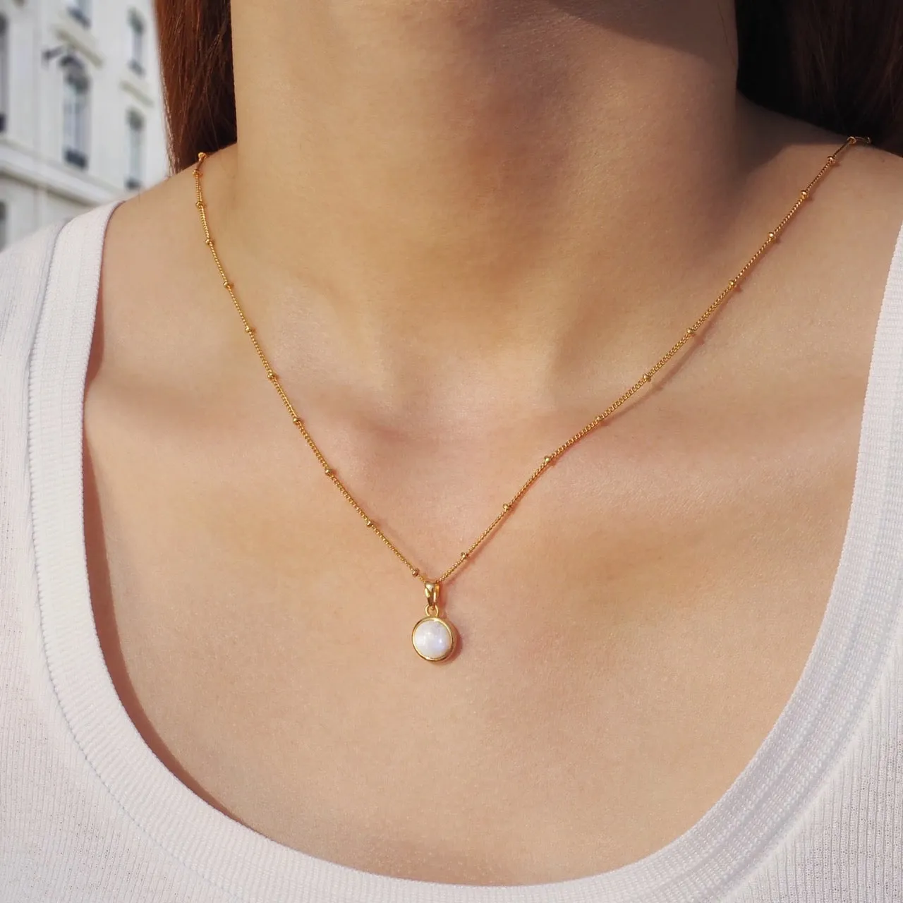 Moonstone With Bubble Chain Necklace