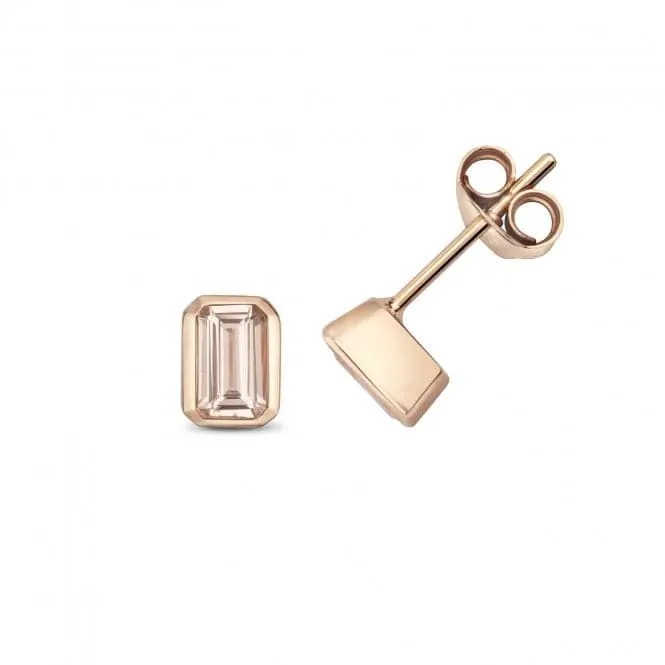 Morganite Stud Emerald Cut Earrings ED284RM