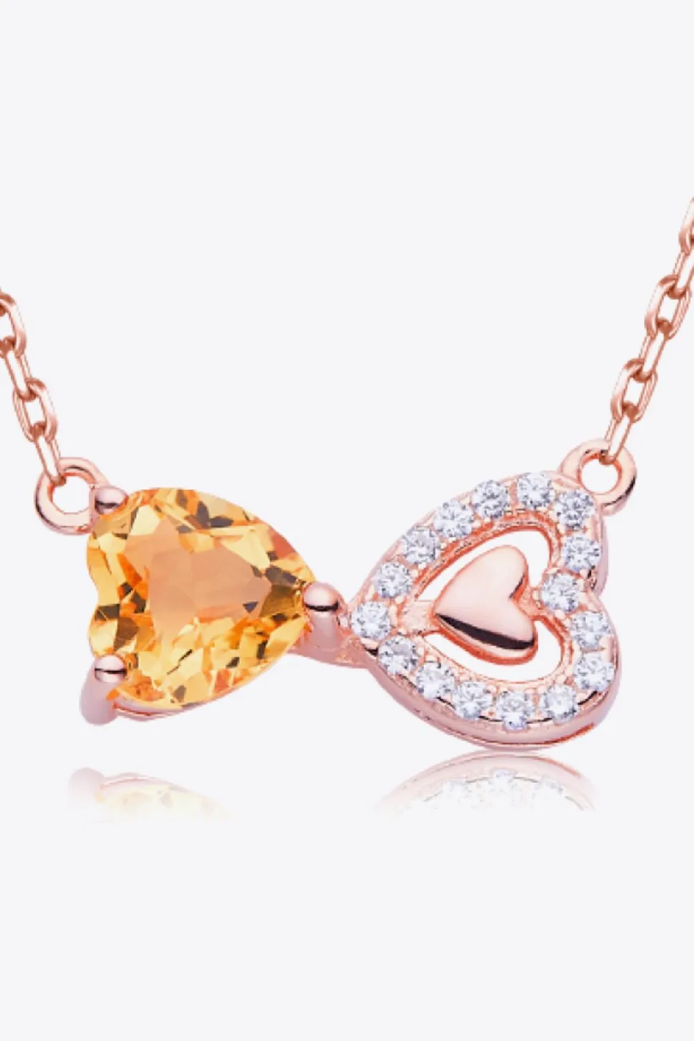 Murray Silver Necklace Citrine Heart 925 Sterling 18K rose gold-plated Chain