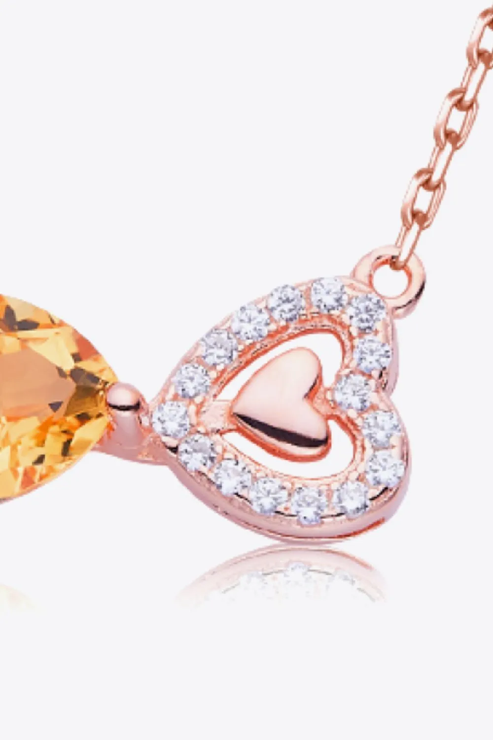 Murray Silver Necklace Citrine Heart 925 Sterling 18K rose gold-plated Chain