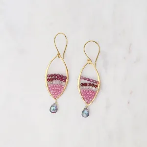 Mystic Topaz & Pink Quartz Gold Marquis Earrings