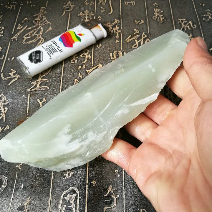 Natural Kunlun Jade Rough Nephrite Raw (339g, 16X6X3cm)