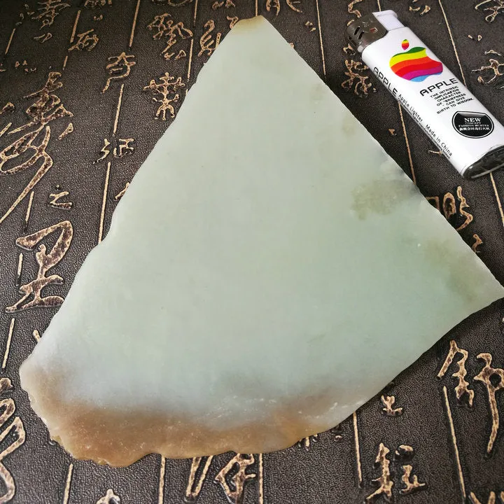 Natural Kunlun Jade Rough Nephrite Raw (419g, 13X11X1.5cm)