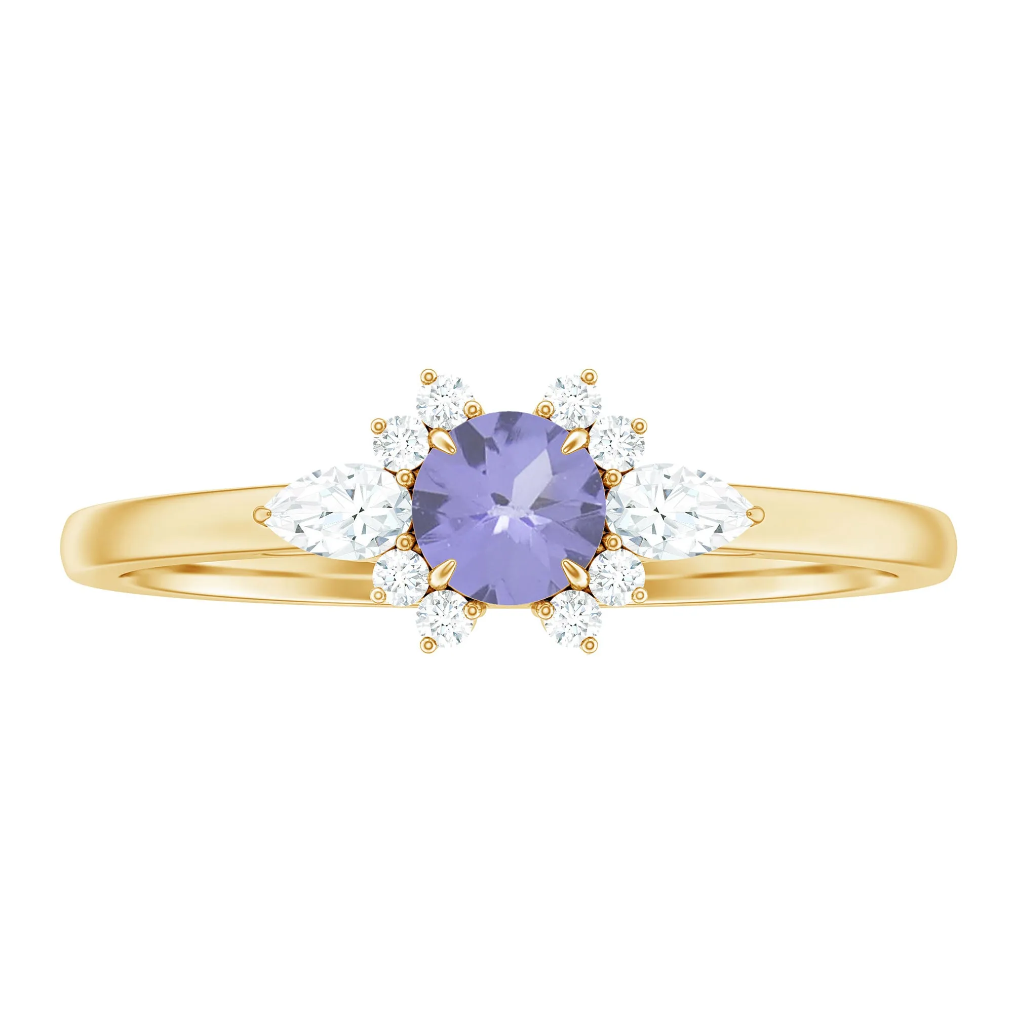 Natural Tanzanite Promise Ring with Diamond Accent