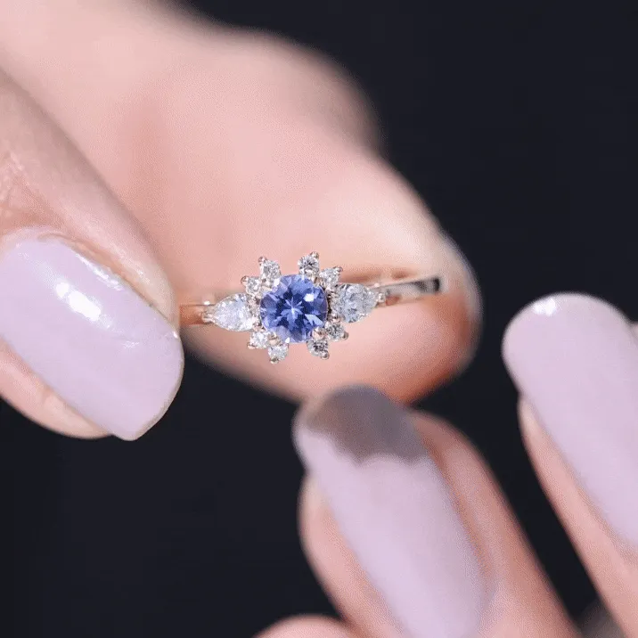 Natural Tanzanite Promise Ring with Diamond Accent