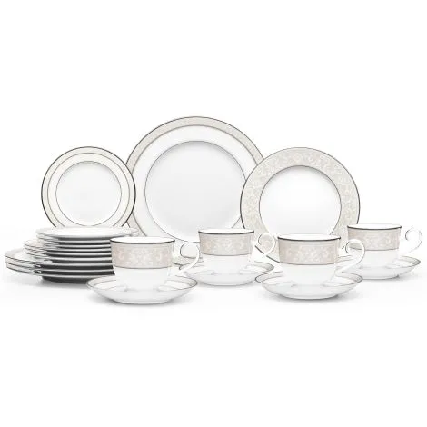 Noritake Silver Montvale Platinum Dinnerware Set