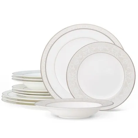 Noritake Silver Montvale Platinum Dinnerware Set